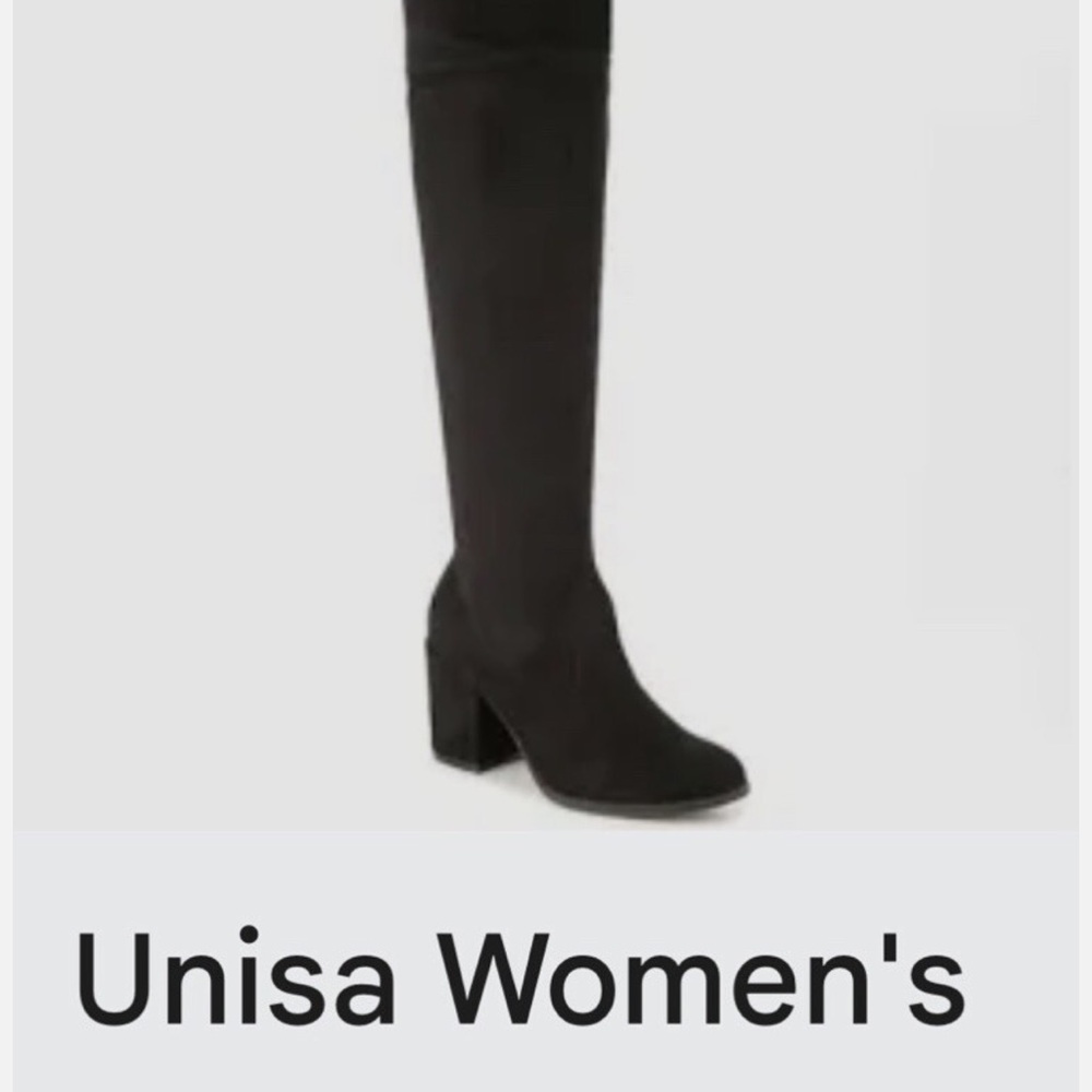 Unisa Black Over the Knee Boots with Block Heel